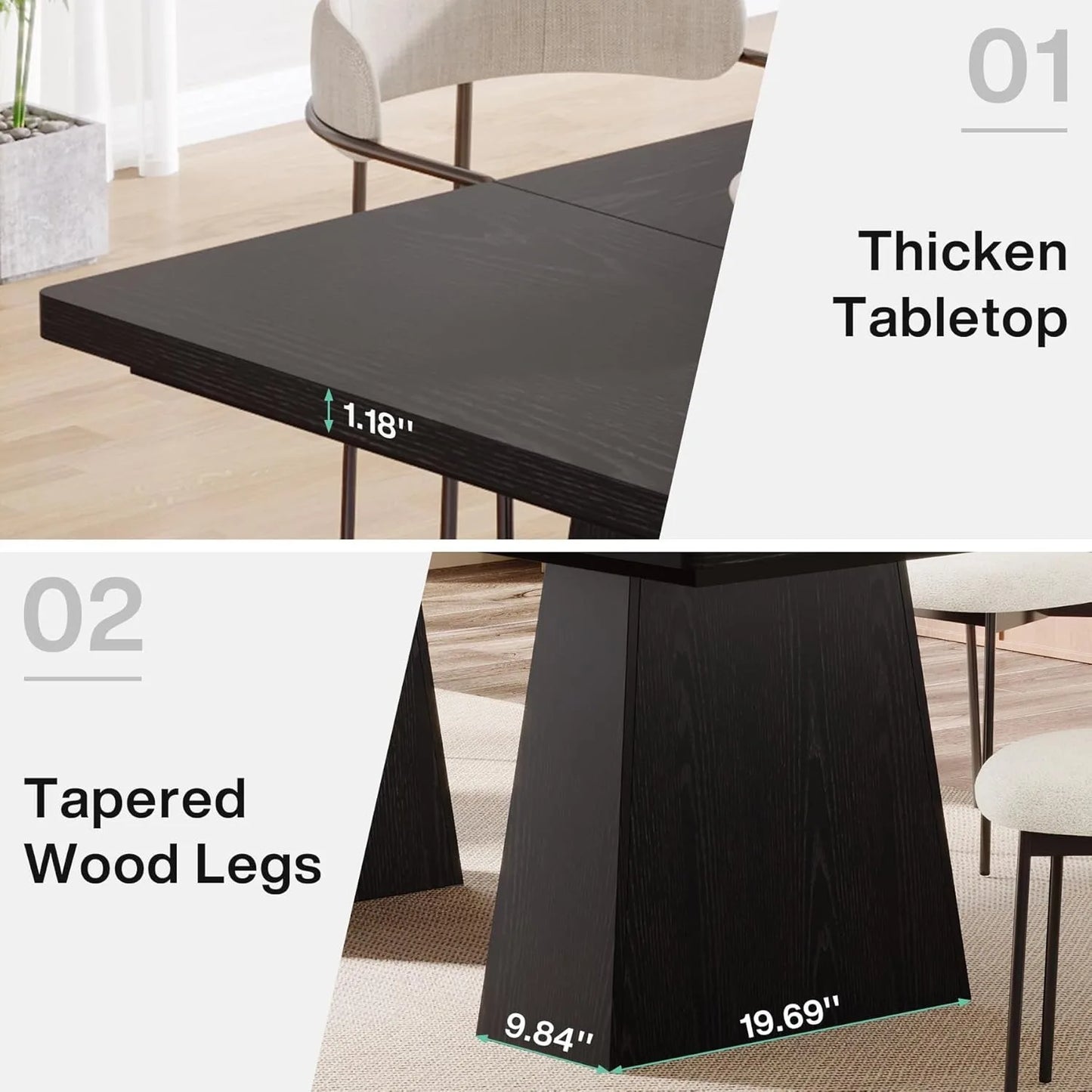 LITTLE TREE Dining Table For Four To Six Tapered Legs