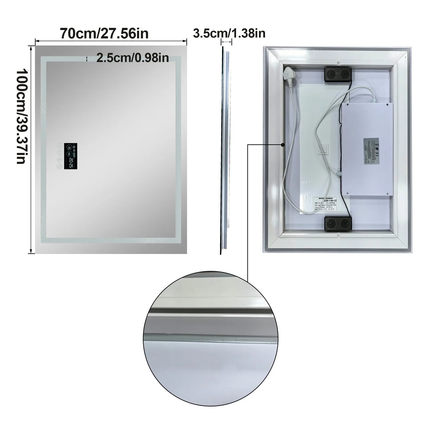 Led Bathroom Mirror With Bluetooth Speaker Anti Fog Dimmable Backlit Lights