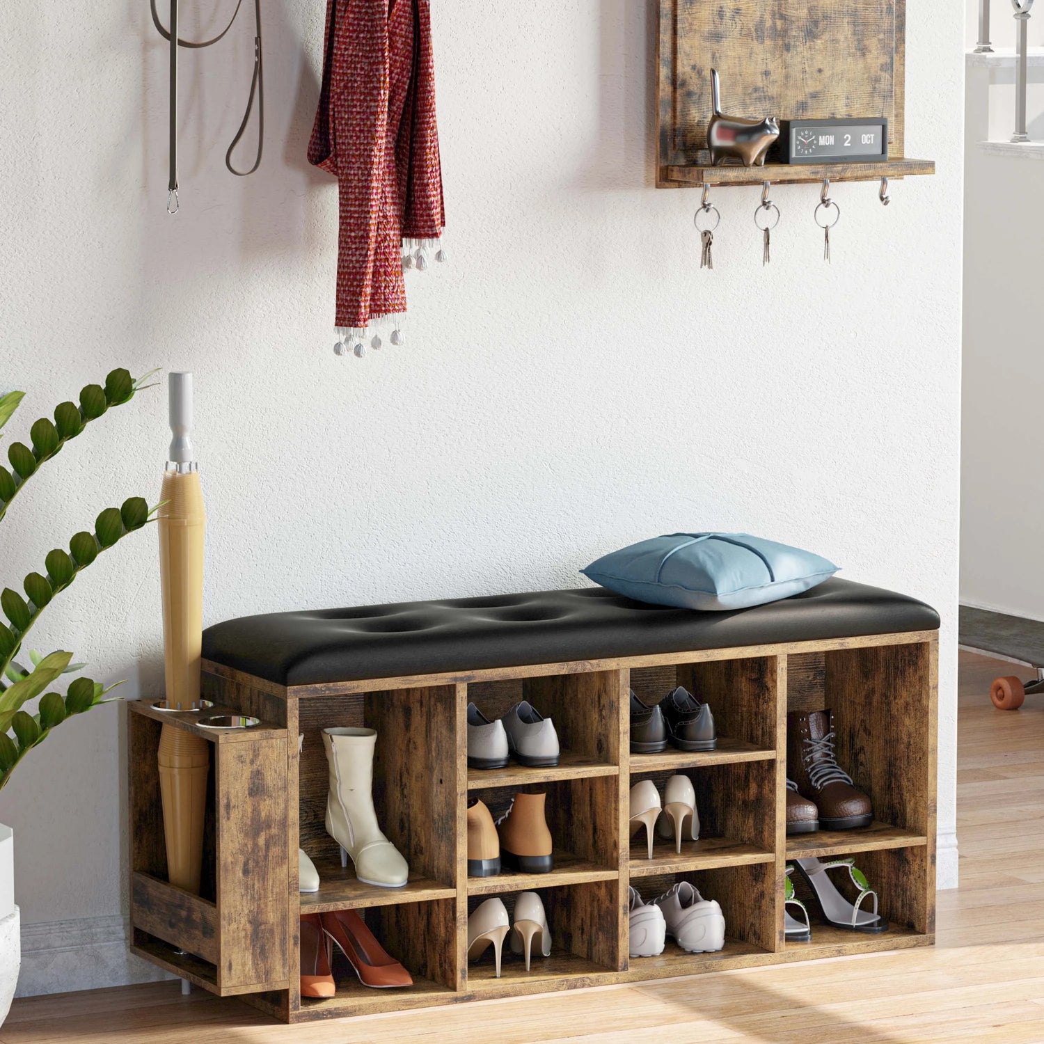 Ironck Shoe Bench With 10 Cubbies Storage Organizer