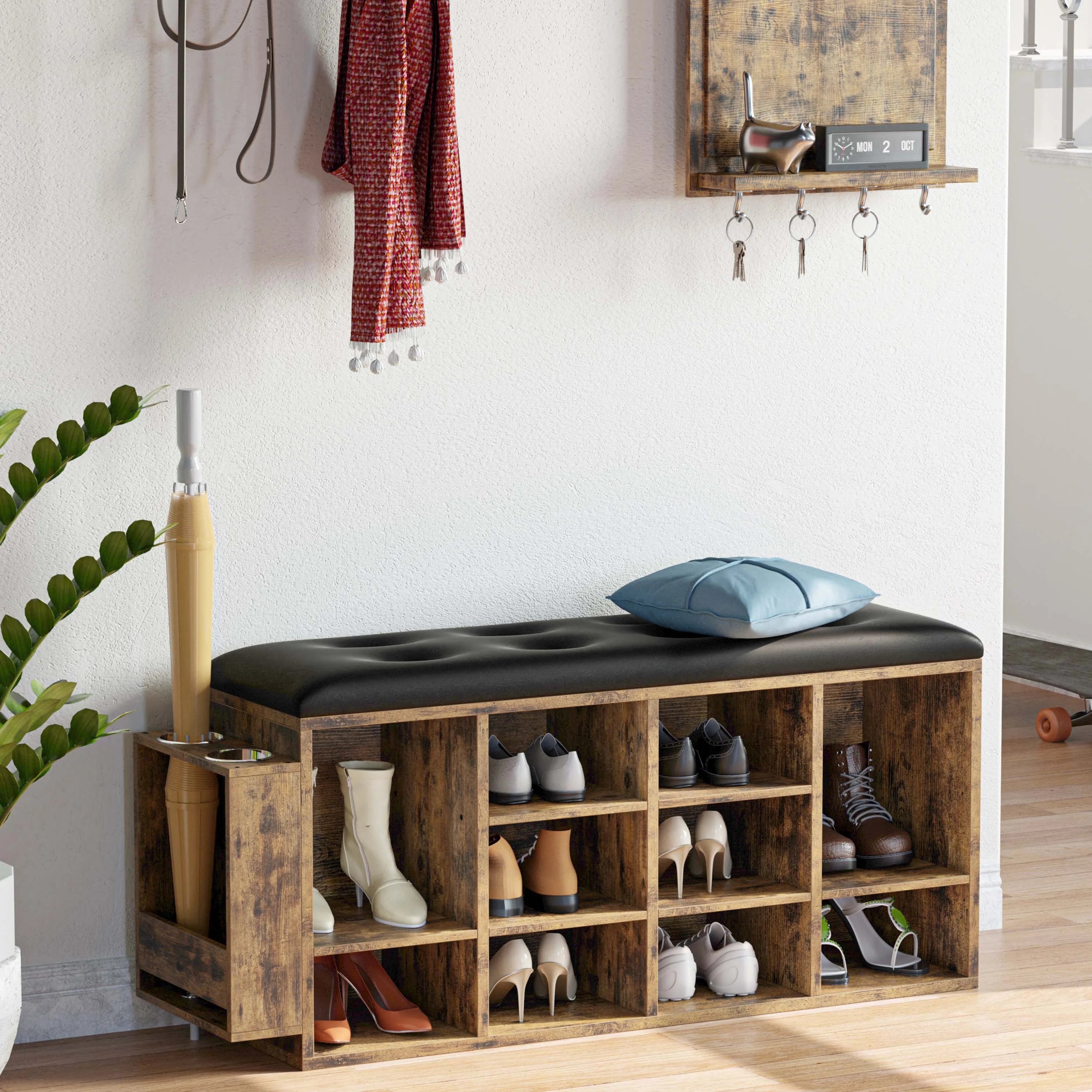 Ironck Shoe Bench With 10 Cubbies Storage Organizer
