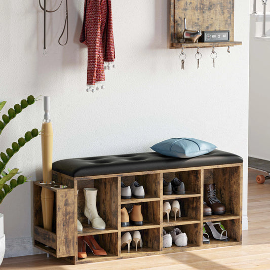 Ironck Shoe Bench With 10 Cubbies Storage Organizer