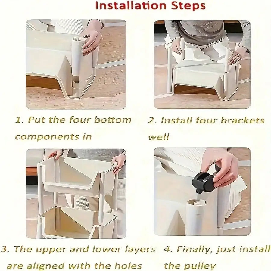 Multi Layer Wheeled Storage Rack Mobile Organizer for Living Room