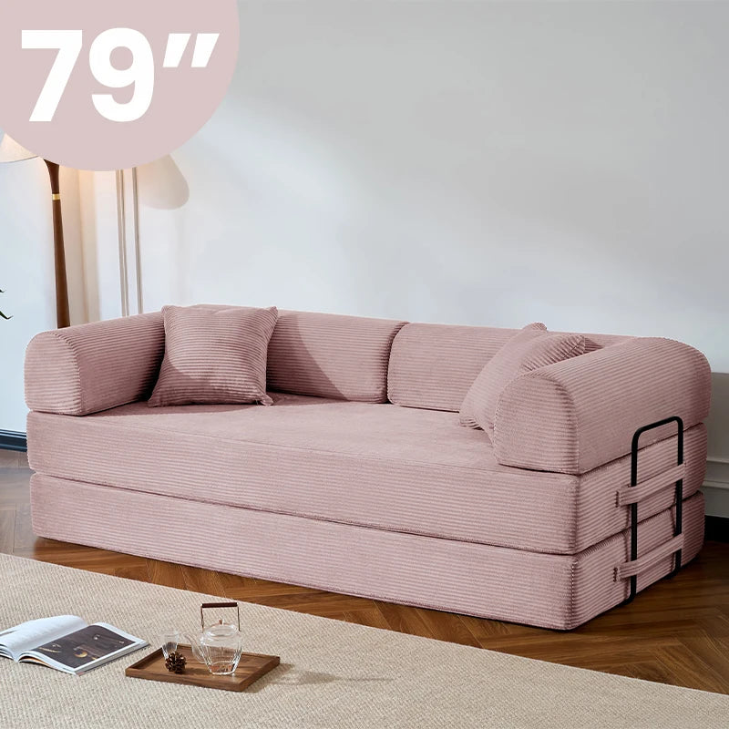 Corduroy Convertible Sofa Bed With Removable Cover For Living Room