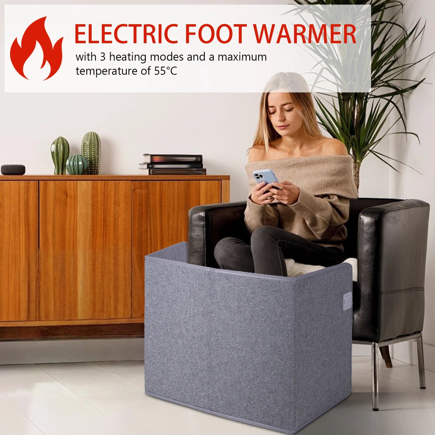 Portable Space Heater Under Desk With Thermostat And Timer For Office And Home