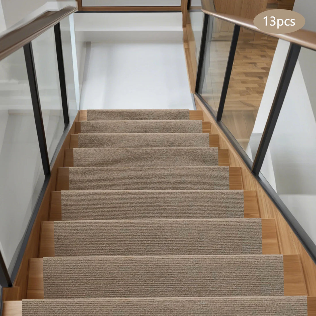 Bymaocar 13-Piece Carpet Stair Treads Non-Slip Mats For Hallway