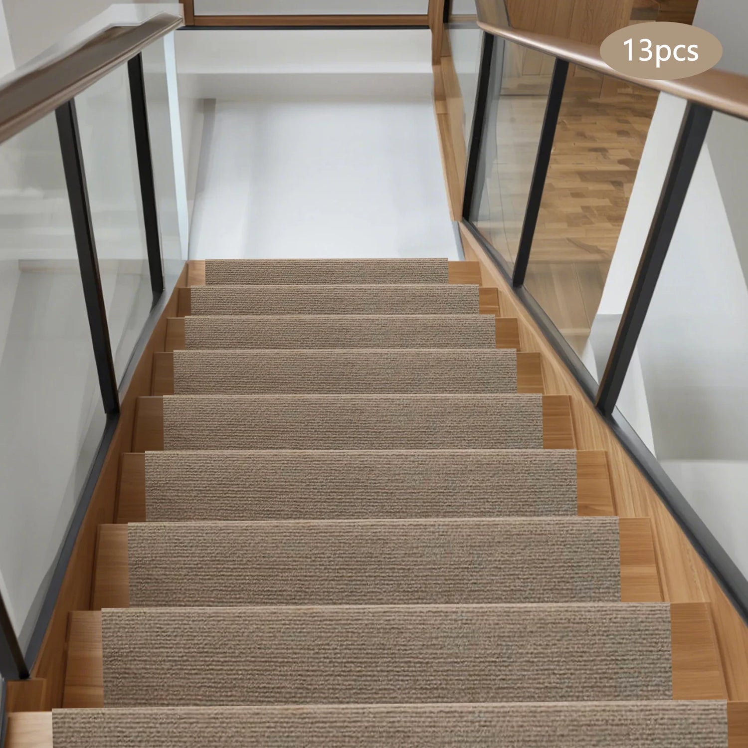 Bymaocar 13-Piece Carpet Stair Treads Non-Slip Mats For Hallway