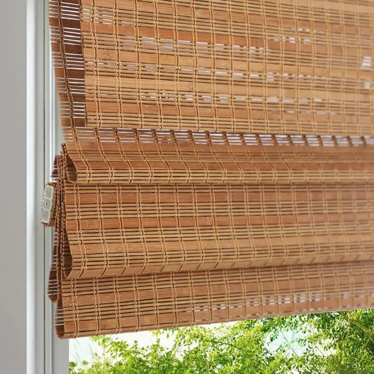 Cordless Bamboo Wood Roman Shades