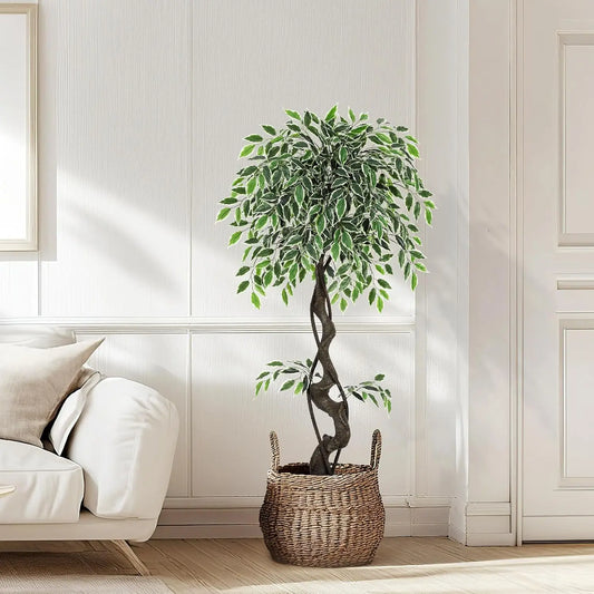 HiMISS Artificial Ficus Tree Indoor Outdoor Faux Plant With Pebbles