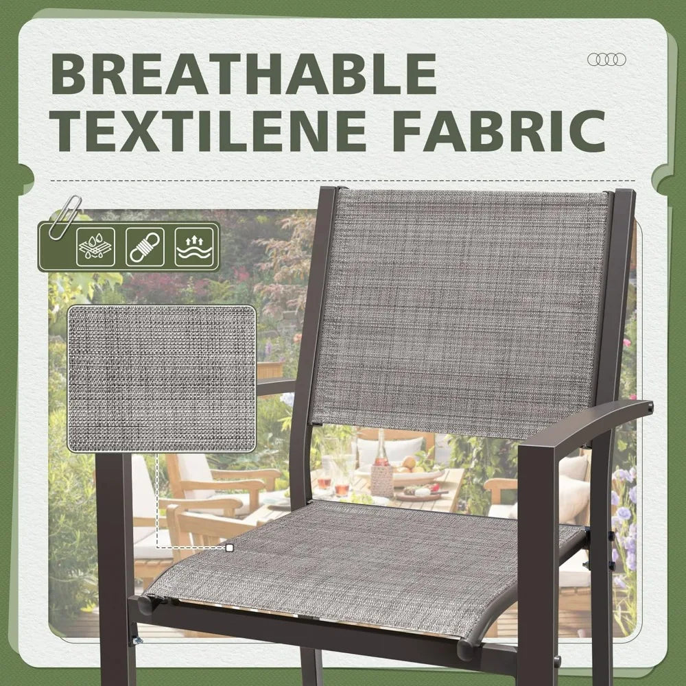 Textilene Outdoor Stackable Dining Chairs Set of 6 Patio
