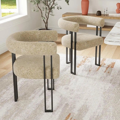 FARINI Set of 2 Upholstered Bouclé Dining Arm Chairs