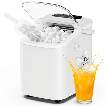 Portable Countertop Ice Maker With Rapid Ice Production And Handle
