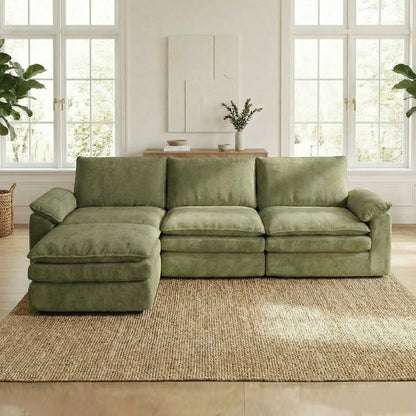 Chenille L Shaped Sectional Featuring Deep Seat And Chaise Lounge