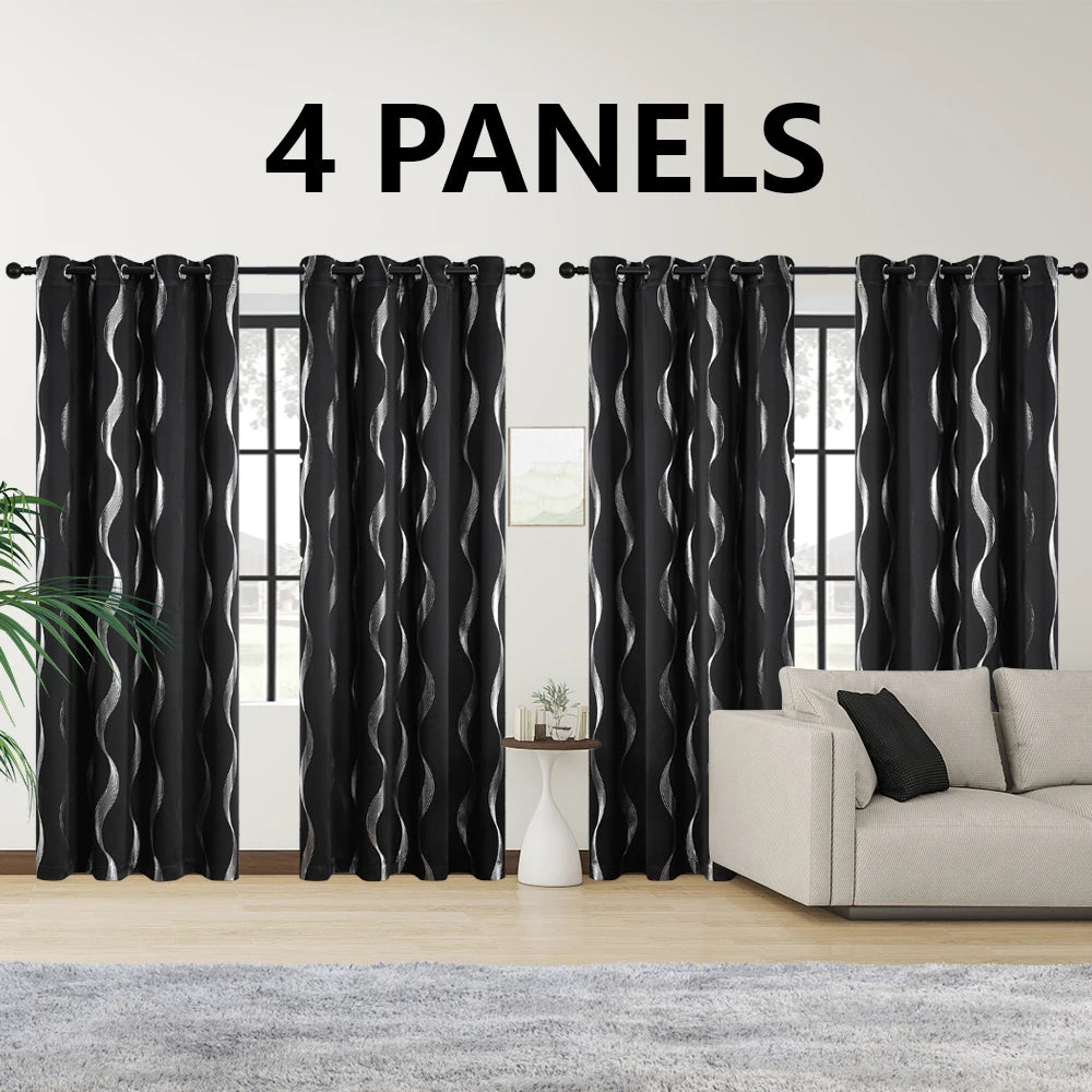 NONECN Blackout Curtains Thermal Insulated Room Darkening For Bedroom