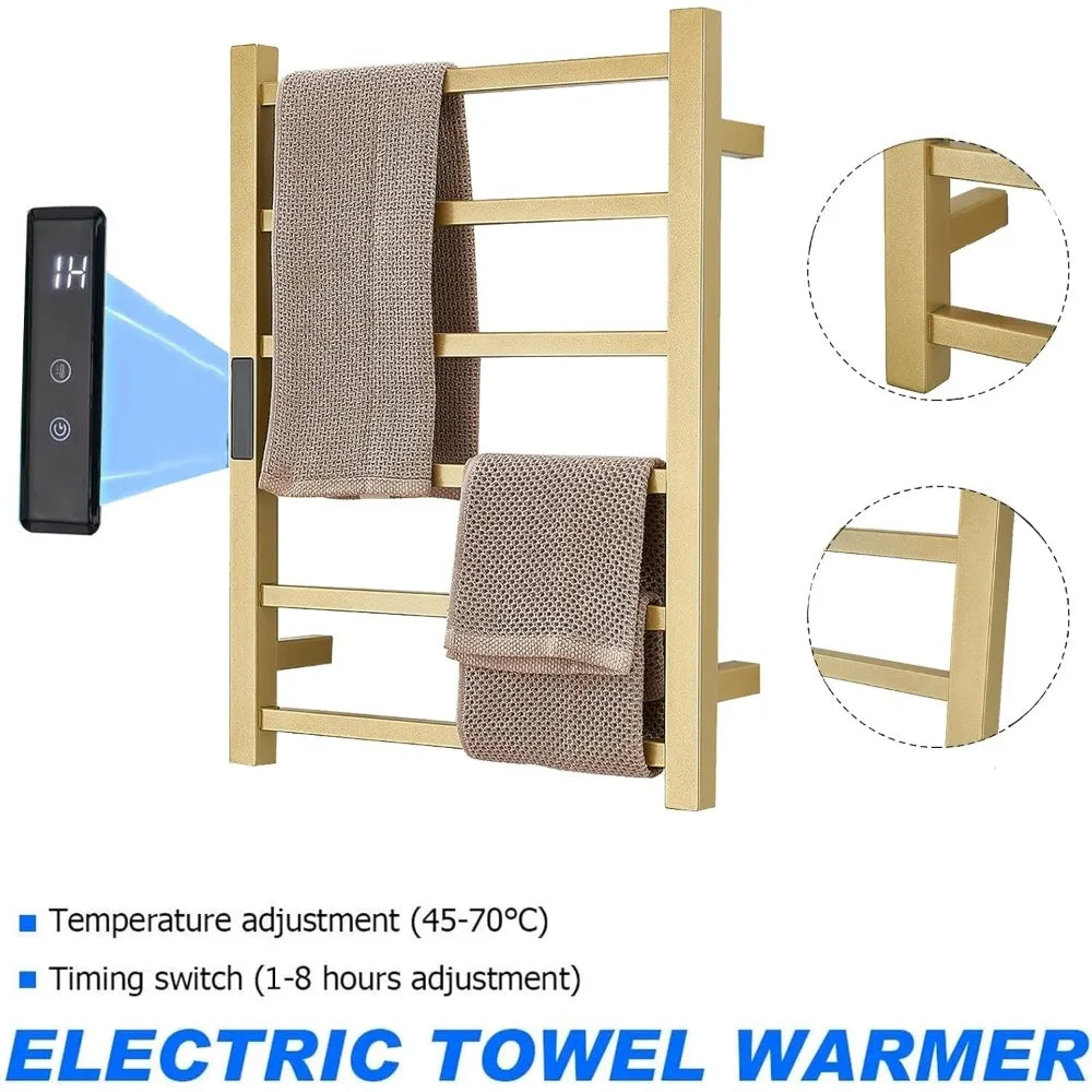 Stainless Steel Wall-Mount Towel Warmer With Six Bars