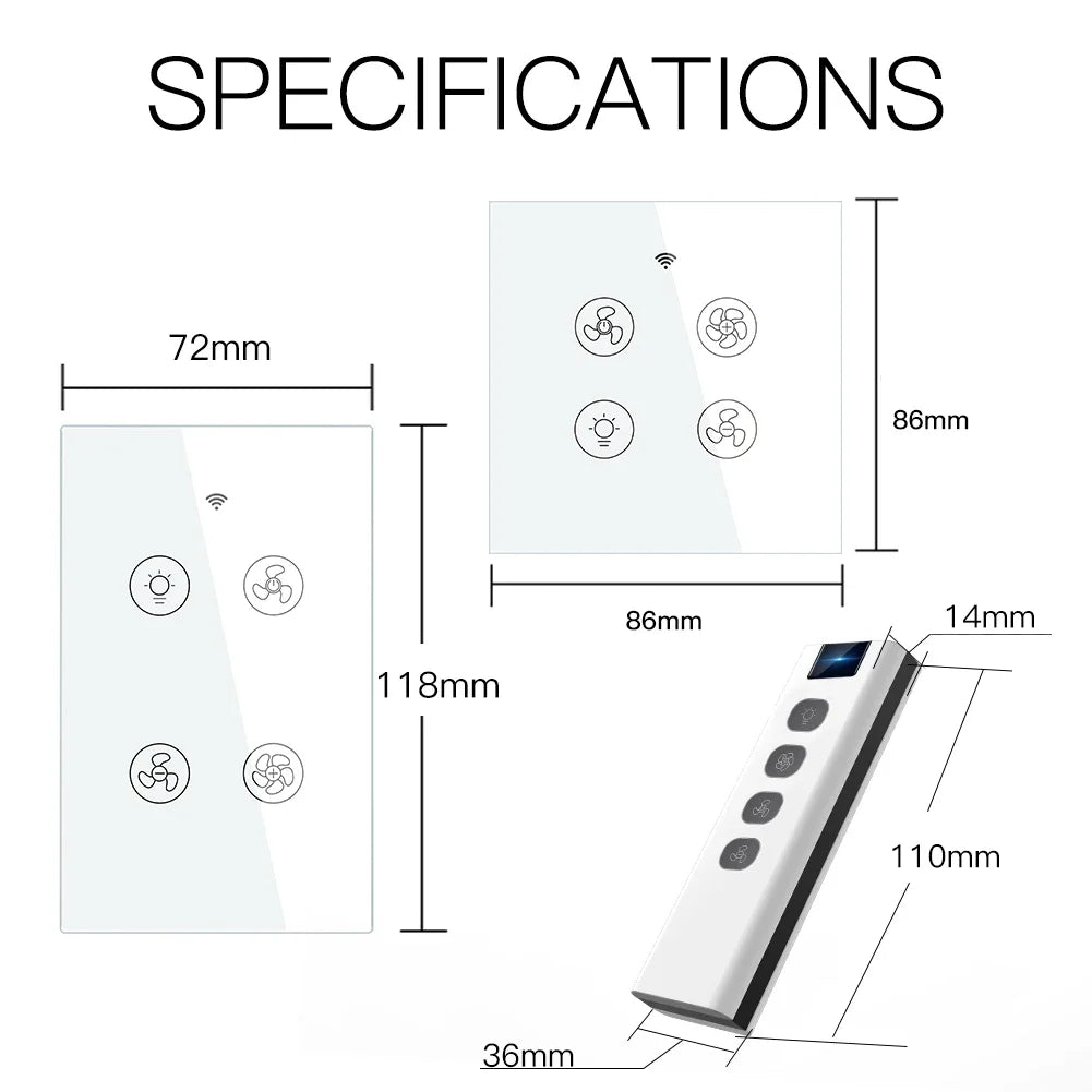 MOES WiFi RF Smart Ceiling Fan Light With Alexa Google Home