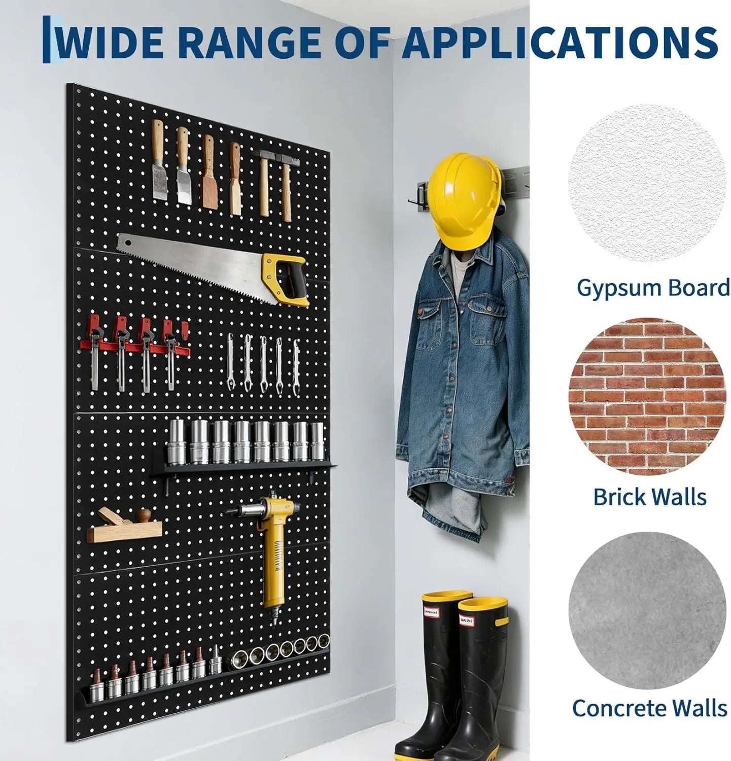 Metal Pegboard Panels Set 4-Pack For Craft Room Tool Organization