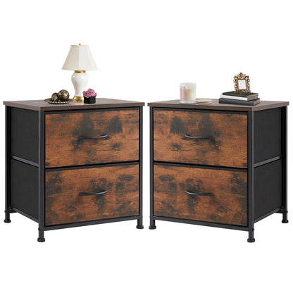 JHK Nightstand Bedside Table With Storage Drawers And Cabinet