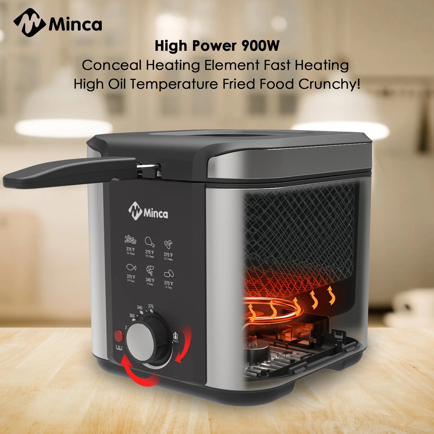 Minca Electric Deep Fryer With Viewing Window And Removable Basket