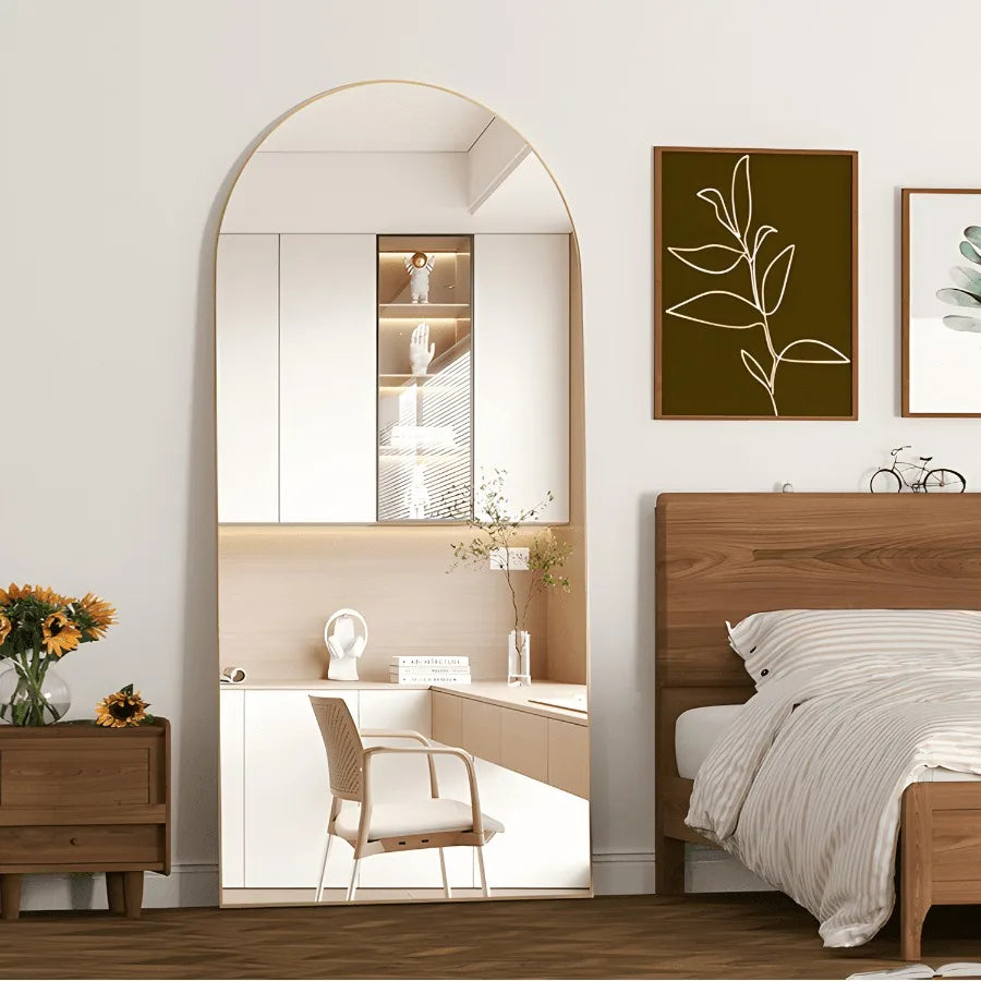 Arch Full Length Mirror With Stand And Wall Mount Frame