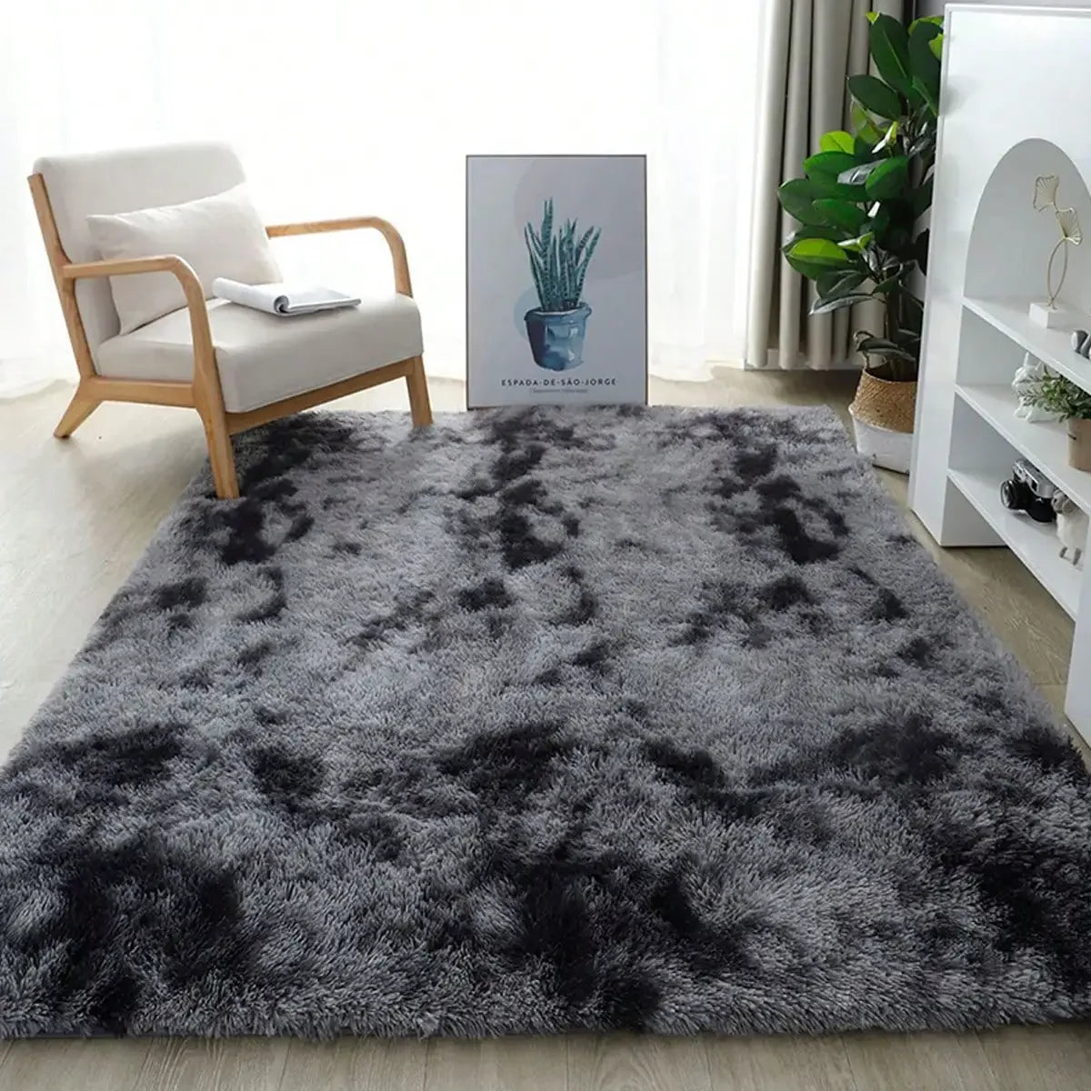 Eluckya Plush Thick Long Pile Carpet Non Slip Area Rug