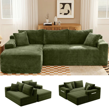 Cloud Modular Sectional Corduroy Sofa With L Shape Chaise