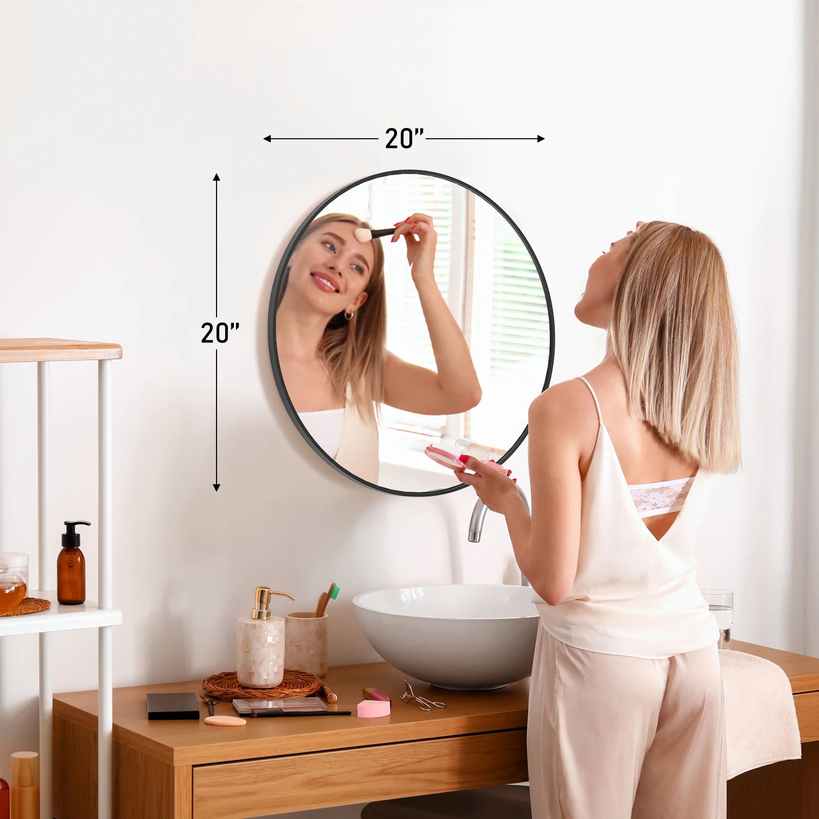 JHK Framed Vanity Mirror In Matte Metal Finish Wall