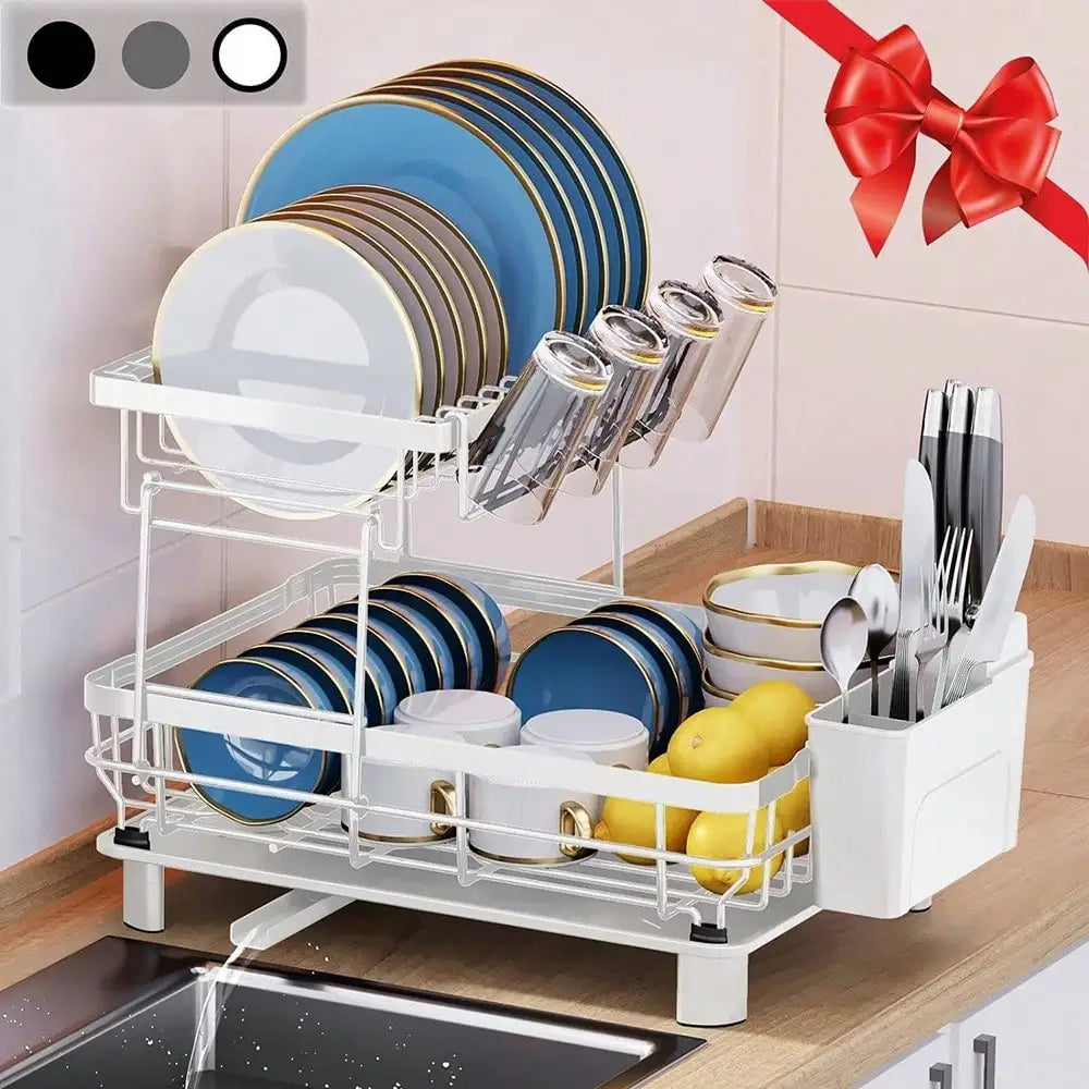 Modern Stainless Steel Dish Drying Rack With Drainboard