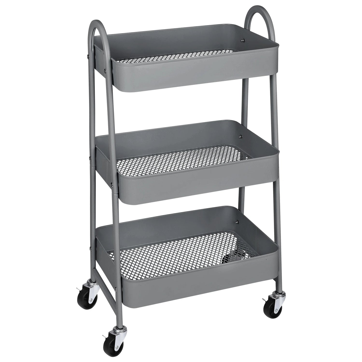 JHK 3 Tier Metal Storage Cart With Lockable Wheels
