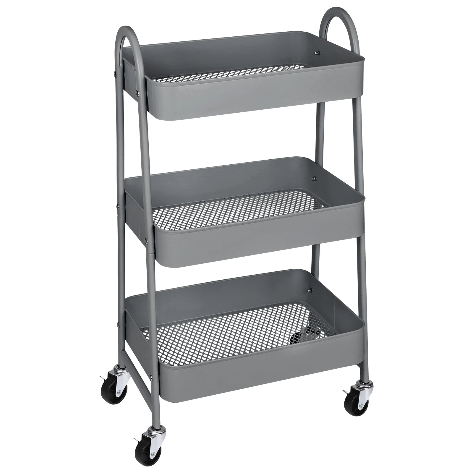 JHK 3 Tier Metal Storage Cart With Lockable Wheels