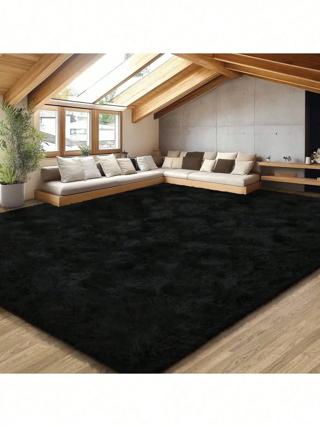 Eluckya Plush Thick Long Pile Carpet Non Slip Area Rug