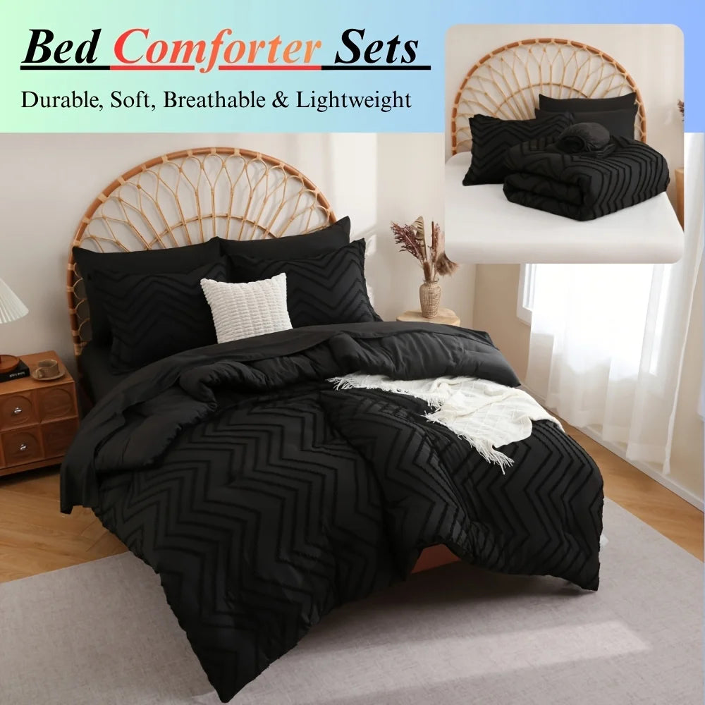 NIGHT COMFORT Pintuck Bed In A Bag Comforter Set With Sheets