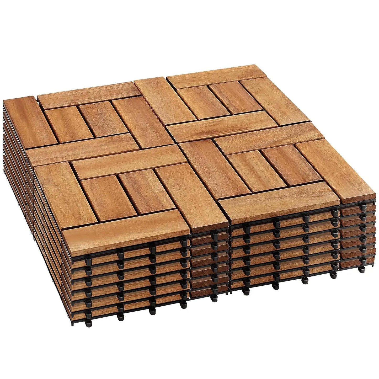 Acacia Wood Interlocking Deck Tiles For Outdoor Use