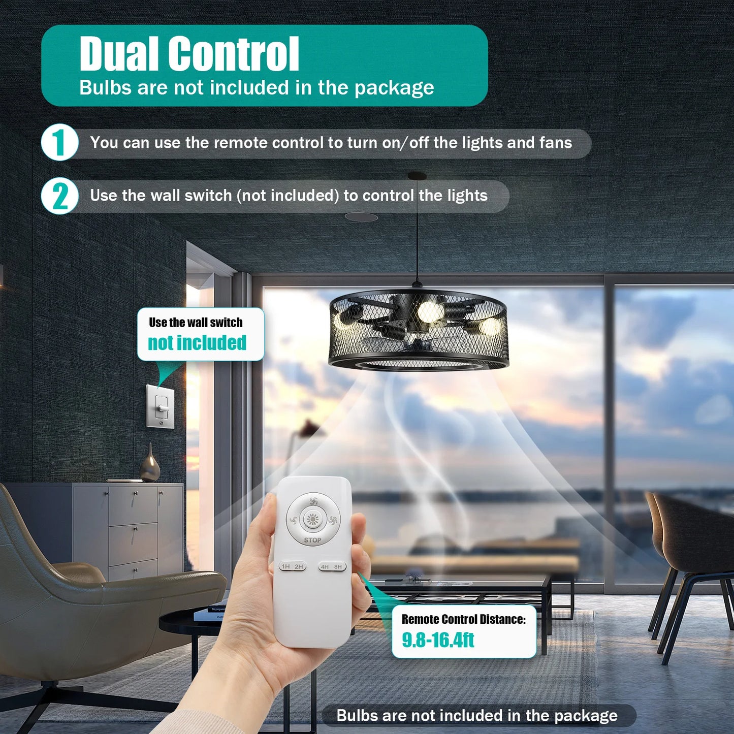Ceiling Fan Light With E27 Base 40W For Living Rooms
