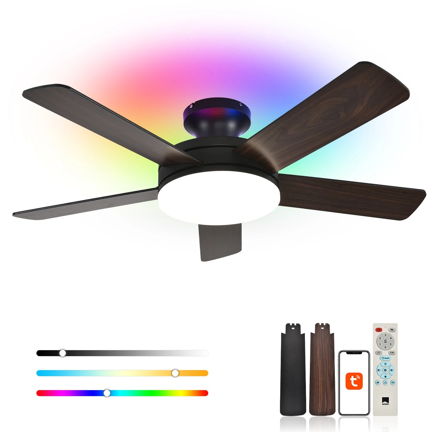 Orison 45 Inch Low Profile Ceiling Fan With Lighting And Remote