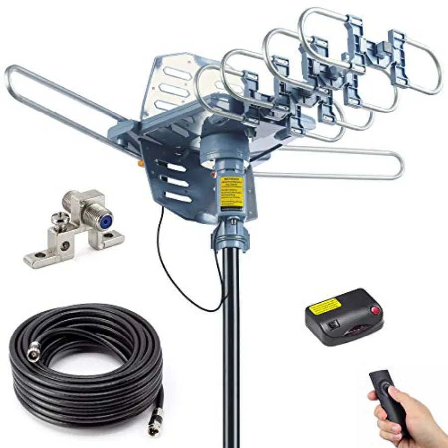 Outdoor Digital Amplified HDTV Antenna With Motorized 360 Degree Rotation