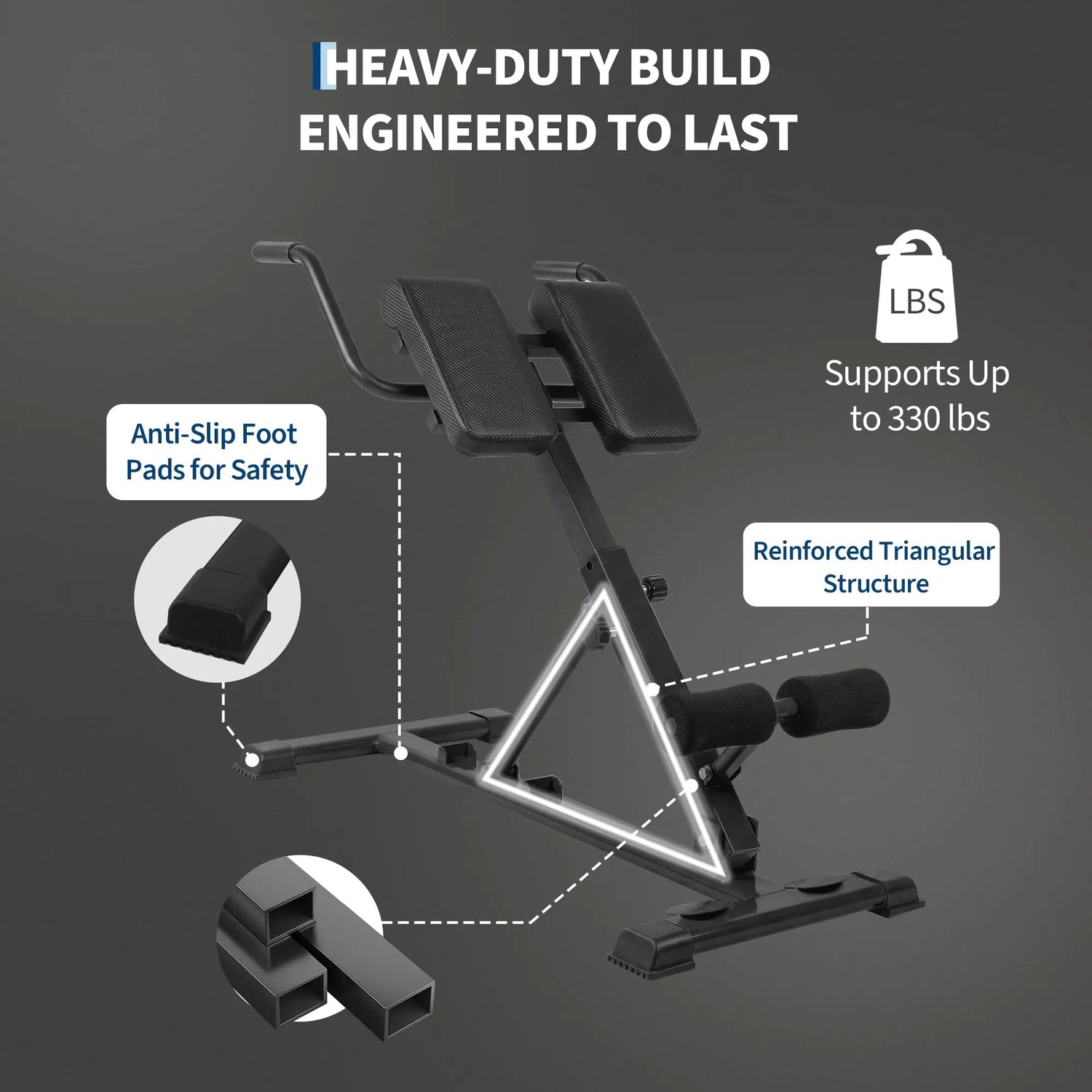 HiMISS Roman Chair Hyperextension Bench For Home Gym Strength Training