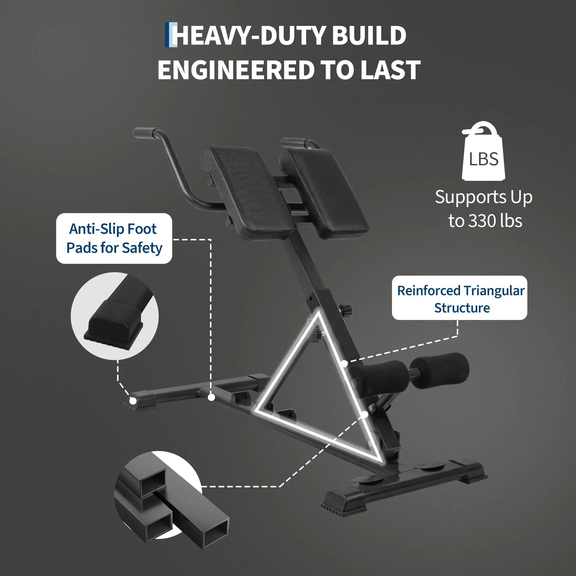 HiMISS Roman Chair Hyperextension Bench For Home Gym Strength Training