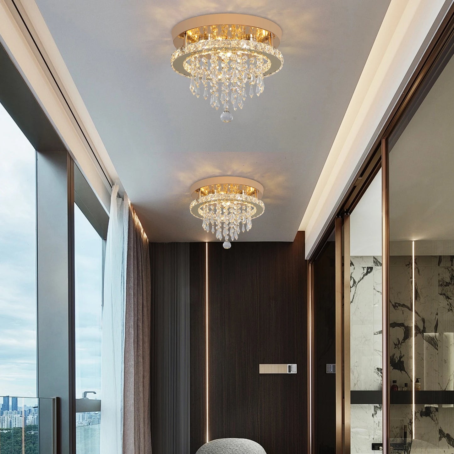 GreeLustr Luxury Crystal Chandelier Modern LED Ceiling Light