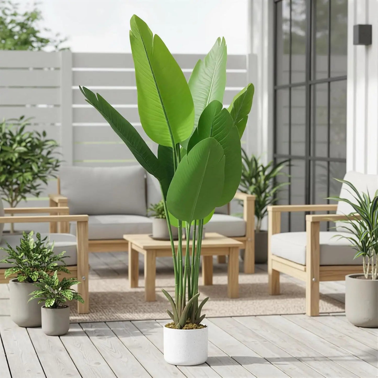 HiMISS CN Artificial Banana Tree In Pot Indoor Floor Plant Decor