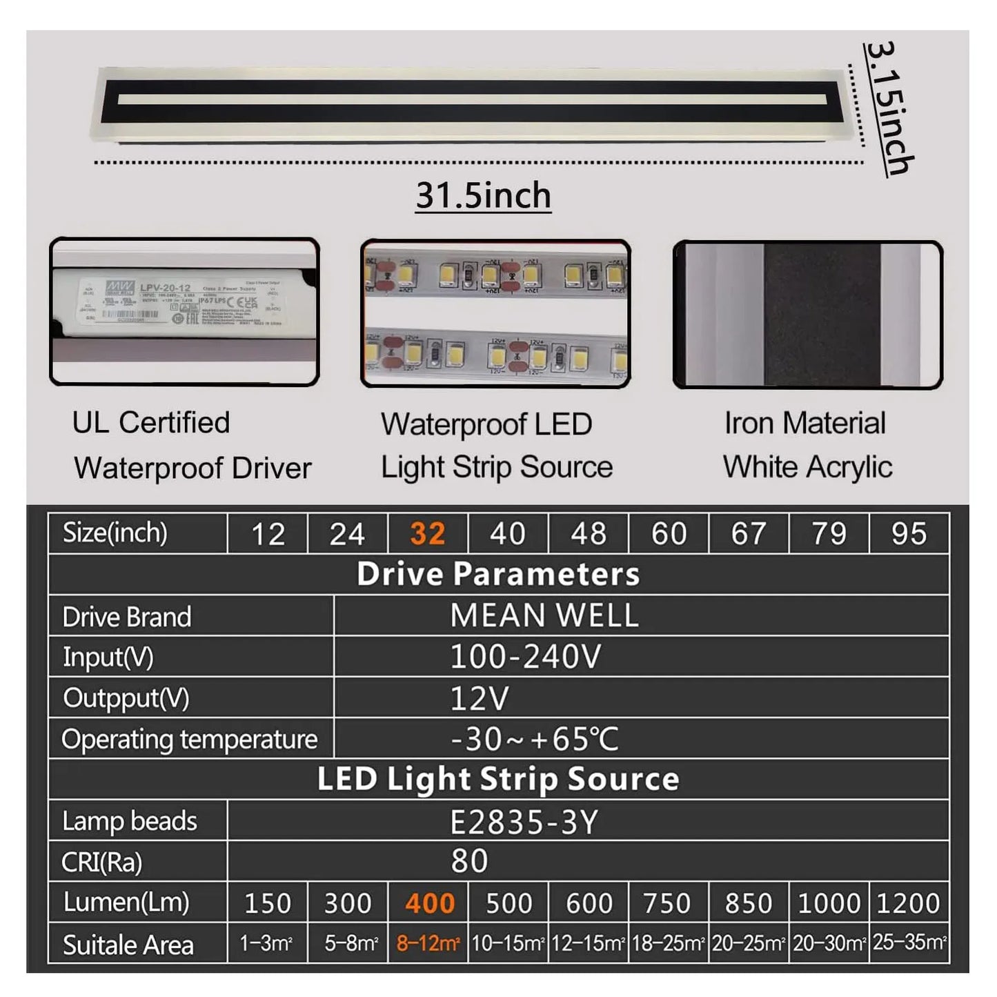 Outdoor Modern LED Wall Sconce IP67 Frosted Acrylic