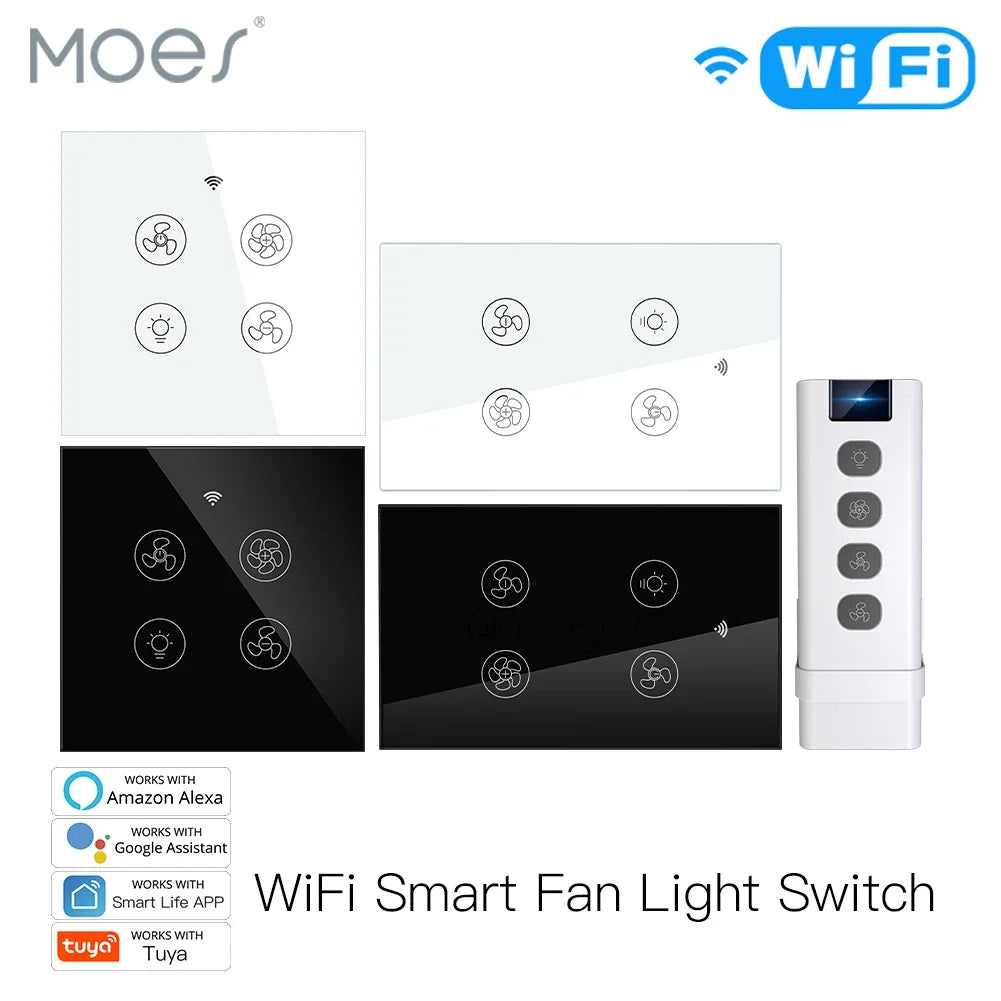 MOES WiFi RF Smart Ceiling Fan Light With Alexa Google Home