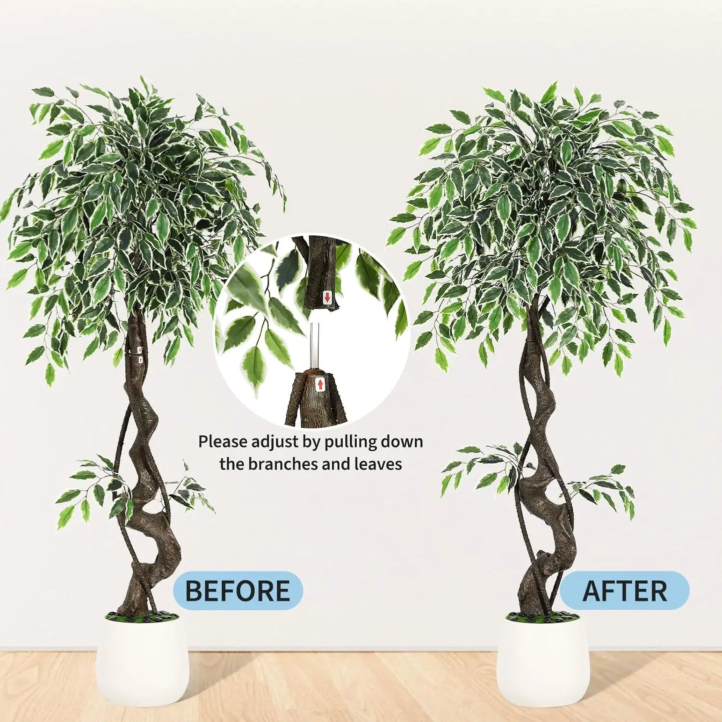 HiMISS Artificial Ficus Tree Indoor Outdoor Faux Plant With Pebbles