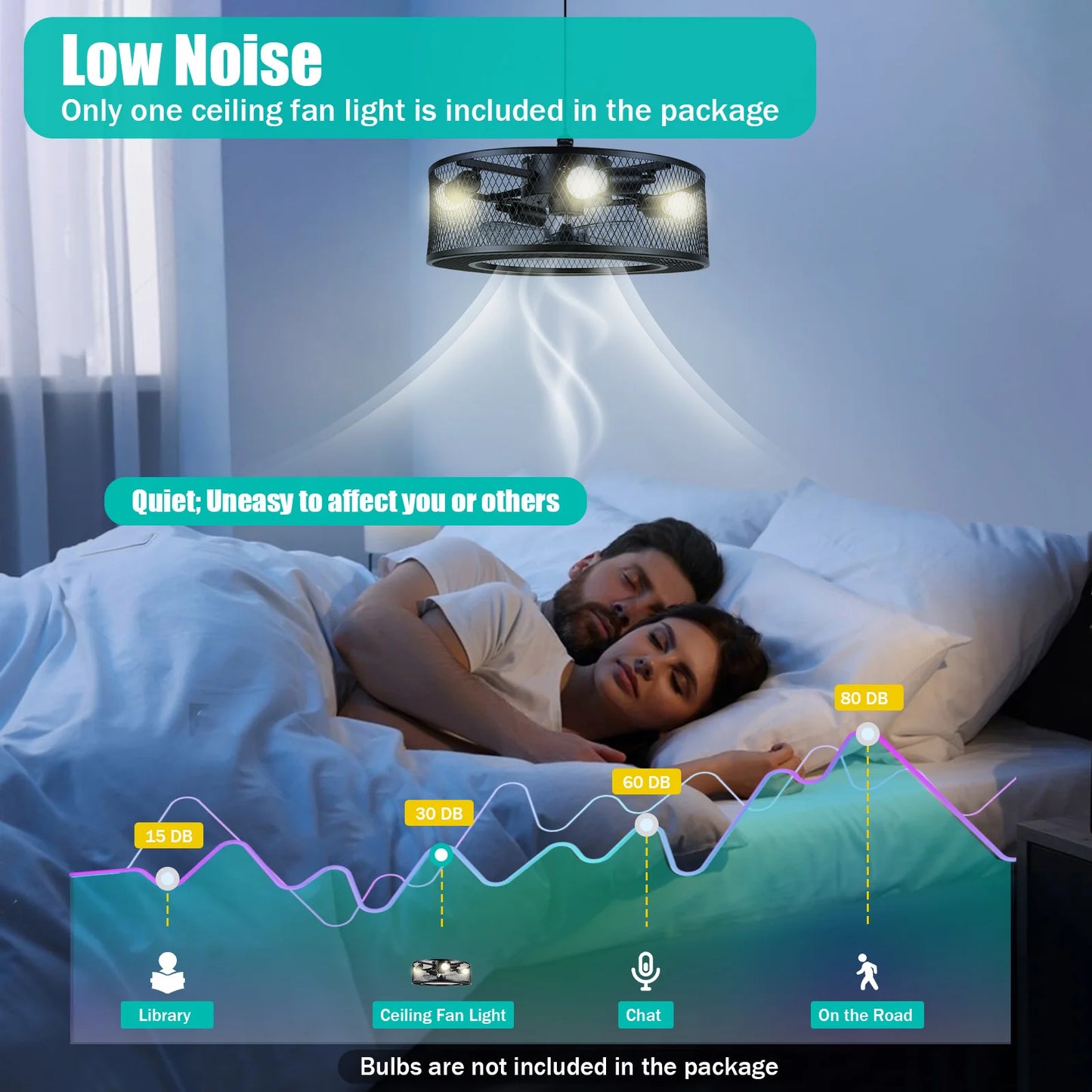 Ceiling Fan Light With E27 Base 40W For Living Rooms