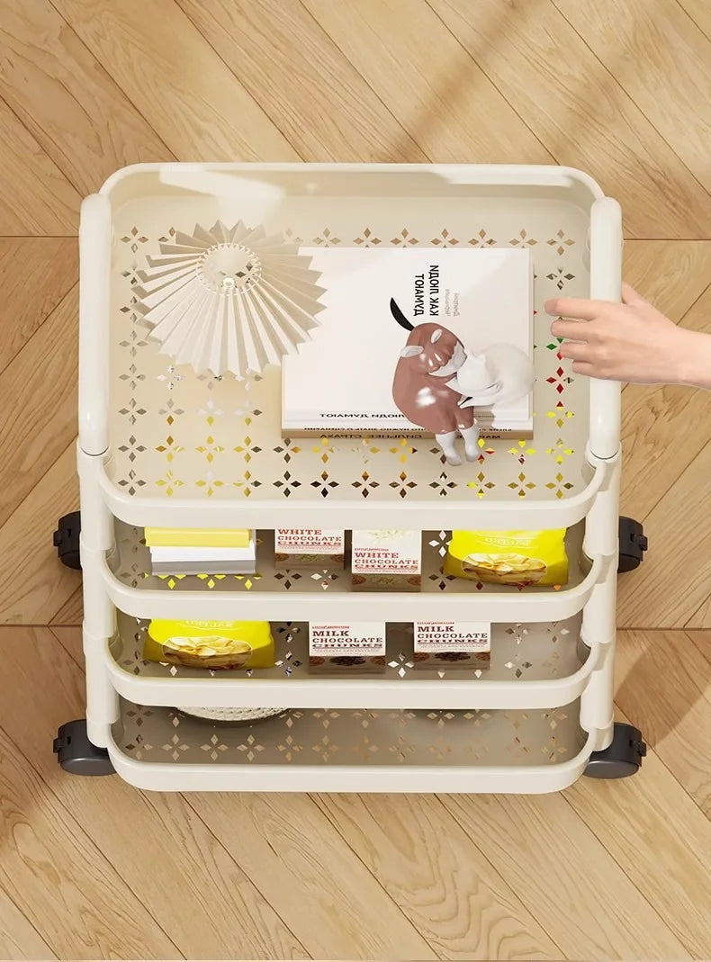 Trolley With Handlebar And Storage Rack For Kitchen And Bathroom