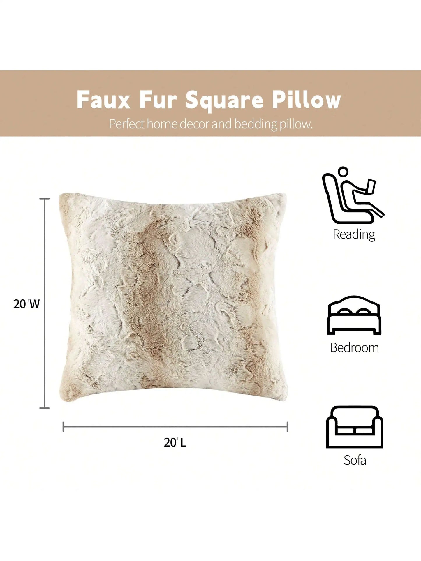 Zuri Faux Fur Animal Throw Pillow Luxury Square Decorative Pillow