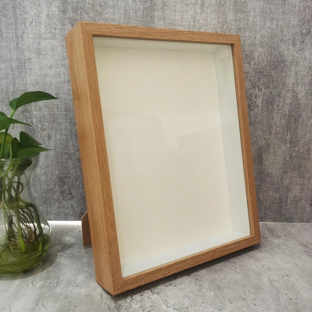 Wooden Shadow Box Frame For Displaying Three Dimensional Photos