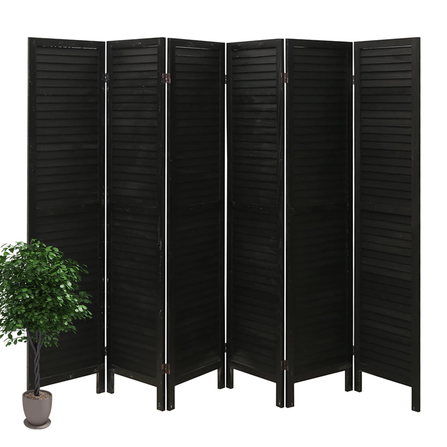 Wood Room Divider Folding Privacy Screen Freestanding Louvered Screen
