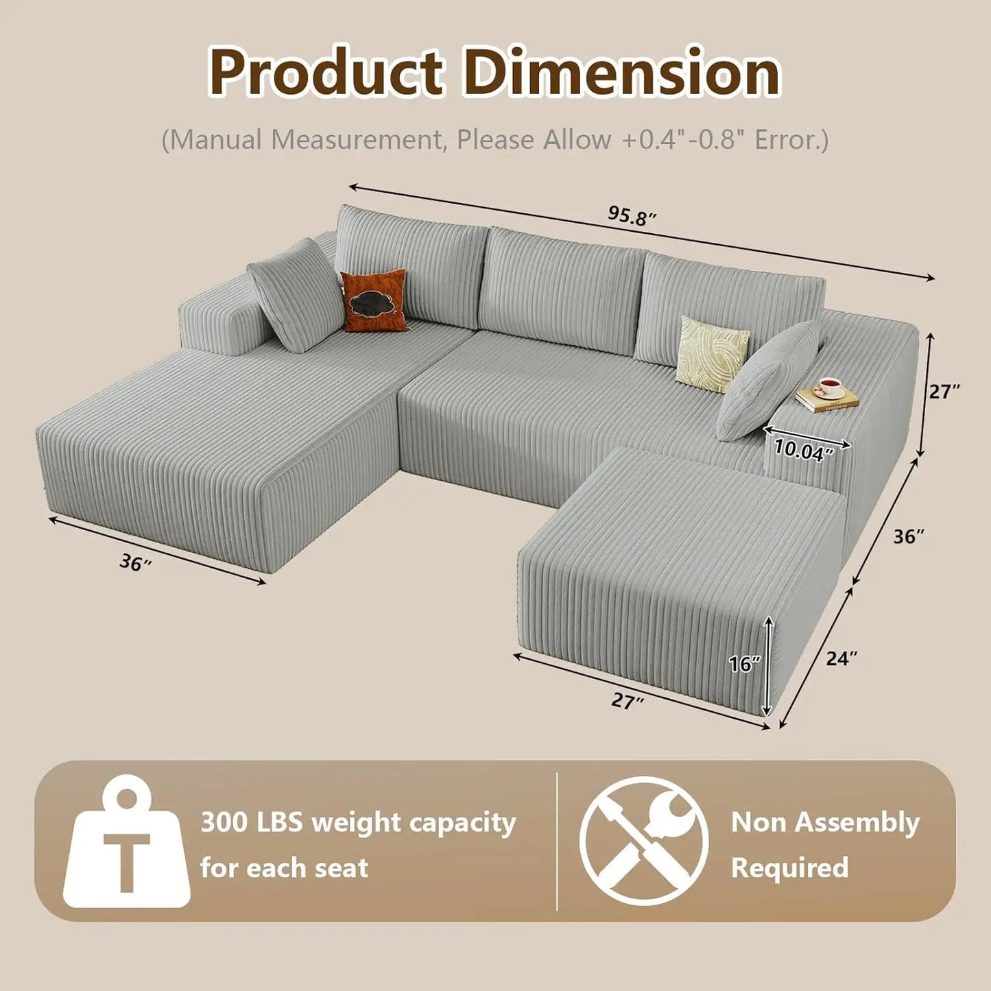 Cloud Couch Modular Sectional Sofa With Ottoman