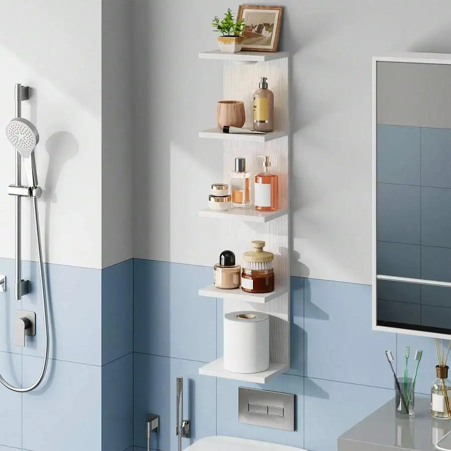 Wooden Five Tier Wall Mounted Floating Shelf For Home Storage