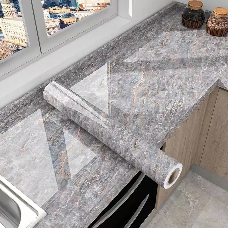 Marble Kitchen Peel and Stick PVC Wallpaper Film Countertops